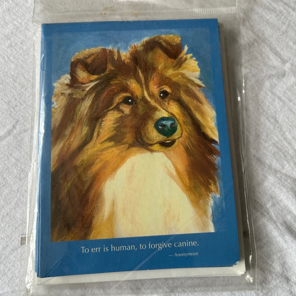 Vintage Dreamy 2005 Nostalgic Shetland Sheepdog Painting Browntrout Cards 8-Pack